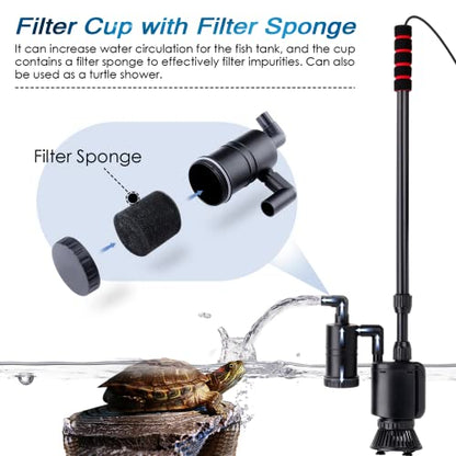 AQQA 6-in-1 Electric Aquarium Gravel Cleaner, 320GPH 20W Fish Tank Vacuum | Water Changing, Sand Washing, Filtering & Water Circulation Multi-function Cleaning Tool, Adjustable Length, Easy Operation - size: 6-in-1 Aquarium Gravel Cleaner