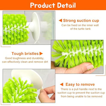 3 Pcs Turtle Tank Accessories, Tortoise Brush with Suction Cup, Feeder Ball