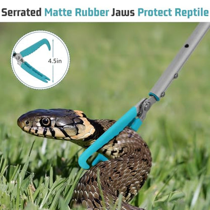 ASTRAEA 78" Snake Tongs Grabber, Extendable Extra Long Rattle Reptile Catcher Wide Jaw Handling Tool with Lock, Telescopic Snake Hook