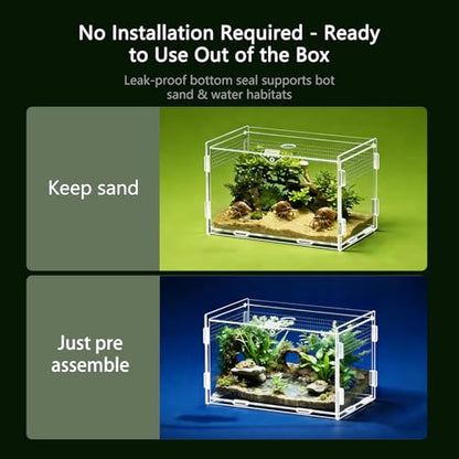 Jumping Spider Enclosure, Small Reptile Insect Terrarium, Spider Tank with Magnetic Door & All-Side Vent, Pre-Assembled Habitat for Spiderling, Mantis, Tarantula, Snail 4.7" * 4.7" * 7.8(Horizontal)
