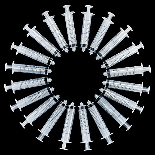 TecUnite 20 Pack Syringe Without Needle, Plastic Curved Syringes for Epoxy Resin, Craft, Feeding Pets Animals, Oil or Glue Applicator - size: 20 ML