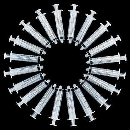 TecUnite 20 Pack Syringe Without Needle, Plastic Curved Syringes for Epoxy Resin, Craft, Feeding Pets Animals, Oil or Glue Applicator - size: 20 ML