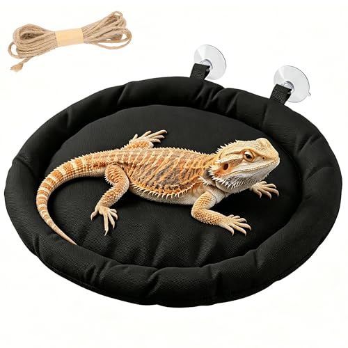 Small Gecko Bed Bearded Dragon Hammock Suction Cup Reptile Rest | Soft washable reptile hammock with suction cup, provides cozy resting spot for bearded dragons, geckos, lizards and small pet