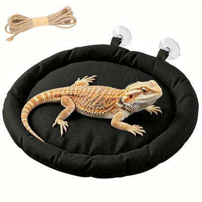 Small Gecko Bed Bearded Dragon Hammock Suction Cup Reptile Rest | Soft washable reptile hammock with suction cup, provides cozy resting spot for bearded dragons, geckos, lizards and small pet