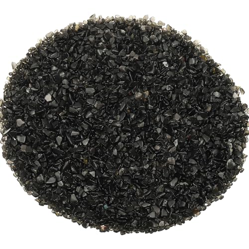 Crystal Chips Stone, 0.44 Lb Fluorite Gravel Rocks (Black Obsidian, 3-5 Mm) - color: Black, size: 3 - 5 mm