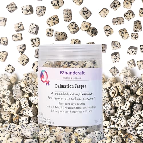 Dalmatian Jasper Chips Bulk 1lb, 600+ Pieces, 0.4-0.9in Natural Stones - color: Dalmatian Jasper, size: 1LB