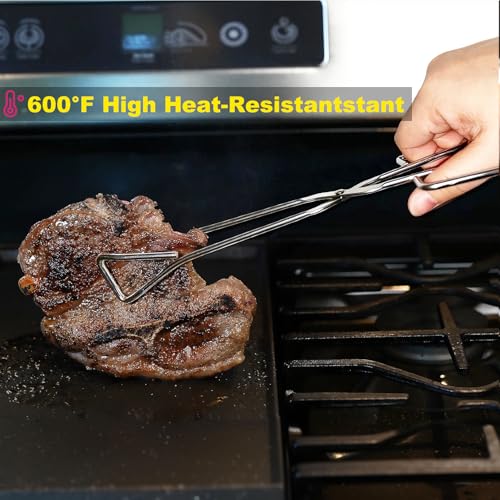 Hiash 11" Heavy Duty Stainless Steel Kitchen Scissor Tongs with Comfortable Ergonomic Grip, Heat Resistant tongs for Cooking & BBQ - size: 11 Inch