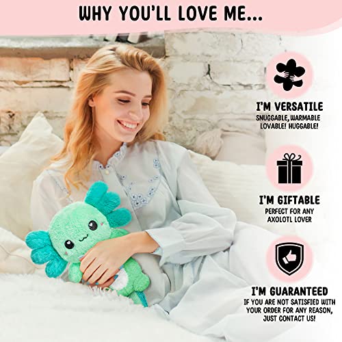 Axolotl Microwavable Unscented Heating Pad for Women and Kids- Cute Soft Cozy Pillow Plush Heatable Warm Stuffed Animals - Kawaii Hot and Cold Plushie Food Toy - Axolotl Gifts for Girls and Boys Mint - style: Mint Axolotl