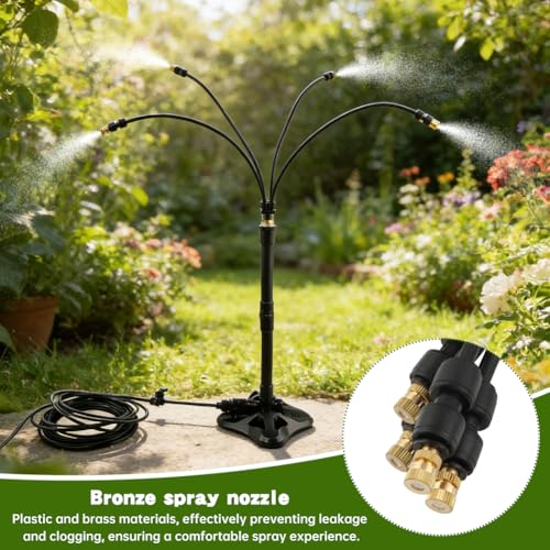Standing Misters for Outside Patio, 2.92 FT Portable Stand Misting System for Cooling Outdoor, 26.5 Ft Stand Mist Line Long Water Sprinklers Patio Misters for Garden Backyard BBQ Party Pool Beach