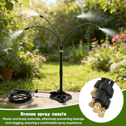 Standing Misters for Outside Patio, 2.92 FT Portable Stand Misting System for Cooling Outdoor, 26.5 Ft Stand Mist Line Long Water Sprinklers Patio Misters for Garden Backyard BBQ Party Pool Beach