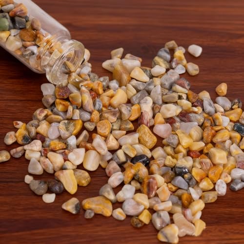 Erliway 7-9mm Crazy Lace Agate Healing Crystal Chips for Crafts, 100g | Natural Crushed Crystal Stones Tumbled Chips for Vase Filler Aquarium Gravel, Meditation Chakra Balancing, Candle DIY Making - color: Crazy Lace Agate