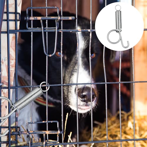 10 Pack Spring Cage Latch Door Spring Hook, Pet Door Latch Metal Finger Pet Cage Lock Wire Clips Rabbit Cages Accessories for Rabbit, Dog, Cat, Parrot, Guinea Pig, Small Animal Cages Doors (Large)
