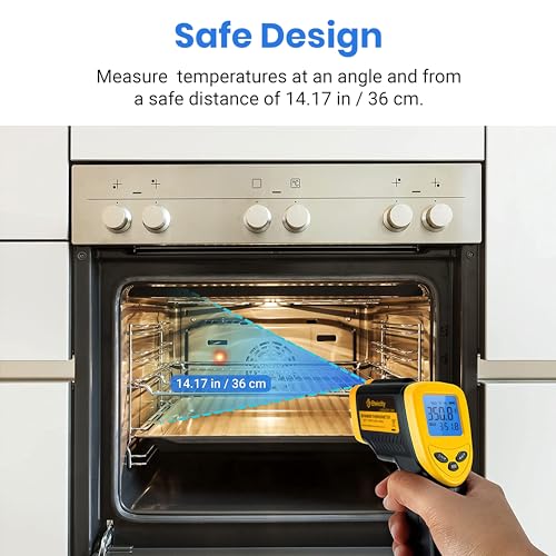 Etekcity Infrared Thermometer Laser Temperature Gun, -58°F~1130°F | Cooking, Pizza Oven, BBQ, Meat, Kitchen, Reptile, HVAC, Adjustable Emissivity, MAX Display, High Temperature - color: Laser Yellow, style: Advanced
