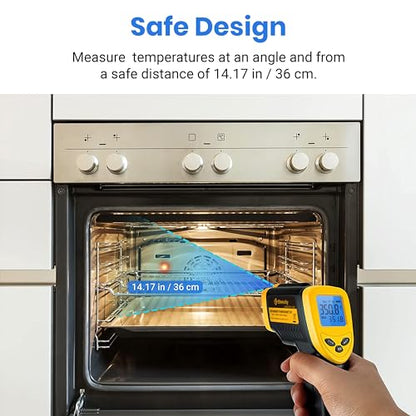 Etekcity Infrared Thermometer Laser Temperature Gun, -58°F~1130°F | Cooking, Pizza Oven, BBQ, Meat, Kitchen, Reptile, HVAC, Adjustable Emissivity, MAX Display, High Temperature - color: Laser Yellow, style: Advanced