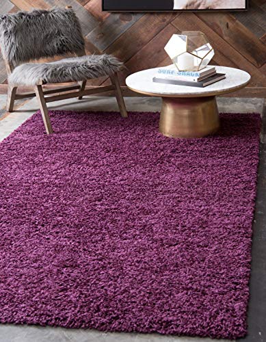 Unique Loom Solid Shag Collection Area Rug (1' Square, Eggplant Purple) - color: Eggplant Purple, size: 1' x 1' (Square)