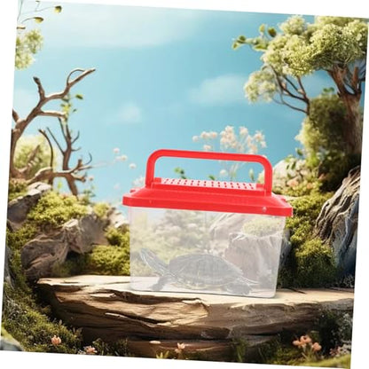 BESPORTBLE Portable Fish Tank Breathable Lid Plastic Turtle Carrier for Reptiles Lightweight Aquatic Pet Transport Box for Travel and Outdoor Use