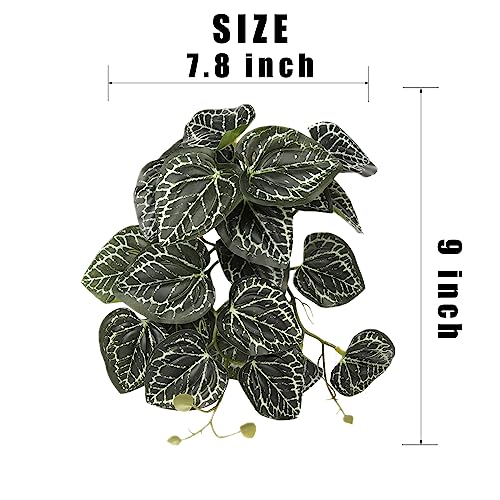 2Pack Fake Anthurium Crystallinum, Reptile Terrarium Decor Plants | For Gecko Lizard Frog Amphibian Terrarium Décor - color: D-fake Anthurium Crystallinum