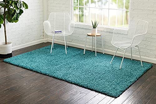 Unique Loom Solid Shag Collection Area Rug (1' Square, Deep Aqua Blue) - color: Deep Aqua Blue, size: 1' x 1' (Square)