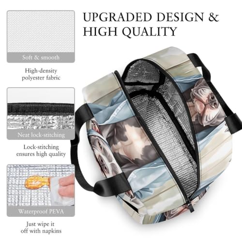 Funny Pit Bull Dog Lunch Bag for Women Men | Insulated Lunch Box Leakproof Food Meal Containers Reusable Foldable 6L Capacity Lunch Tote Bags for Work Picnic Travel - color: style-7