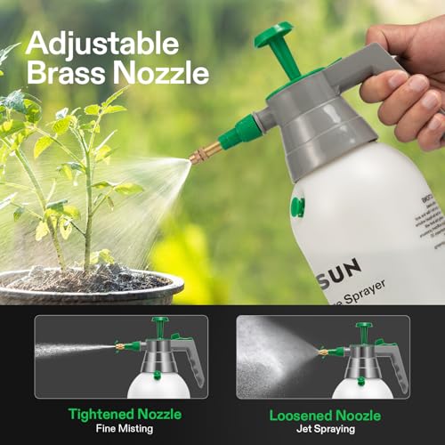 VIVOSUN 1L Pump Sprayer, 34oz Water Spray Bottle with Safety Valve | Handheld Garden Sprayer, Adjustable Nozzle, Extended Spray Rod & Additional Seals, Ideal for Watering, Fertilizing, Cleaning - size: 34 ounce