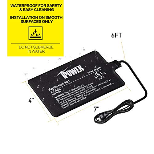 iPower 2-Pack 4 by 7-Inch Reptile Heating Pad Terrarium Heater Under Tank Heat Mat for Small Animals, Black - color: Black/2 Pack Heat Pad, size: 4" x 7"