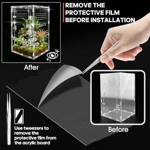 Jumping Spider Enclosure, Insect Terrarium, Bug Cage, Acrylic Terrarium for Tarantula, Snail, Praying Mantis, Frog, and Small Reptiles (7.8" x 7.8" x 13.7") - size: 7.8" x 7.8" x 13.7"