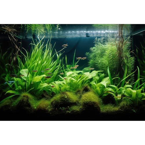 Aquarium Background Diverse Aquatic Plants Seagrasses Terrarium Background Redwood Root Lush Green Underwater Plants Tropical Style Fish Tank Background Under The Sea Aquarium Backdrop Vinyl 24x12in - color: Light Green, size: 24(W)x12(H)inches/ 60(W)*30c