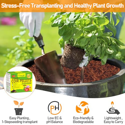 50 Pcs 30mm Coco Coir Pellets Seed Starter Soil Mix- Organic Coconut Coir Potting Soil Pods for Seedling, Coco Peat Soil Discs for Indoor & Outdoor Plants Bonsai Herbs Vegetables and Flowers - size: 30mm