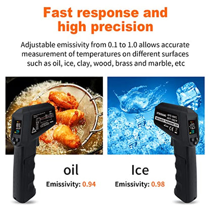 Infrared Thermometer Temperature Gun -58℉~ 1022℉ (-50℃ ~ 550℃) Non-Contact Instant-Read Digital Laser Infrared Ir Thermometer with Color Screen (Black) - color: Black