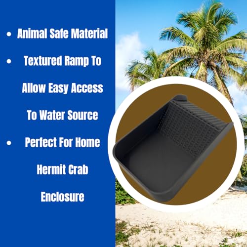 Hermit Crab Watering Pool | Platform Pool Accessory with Access Ramp for Hermit Crabs | 6.5" x 4" | Made in USA (Fresh Only, Black) - color: Fresh Only, Black