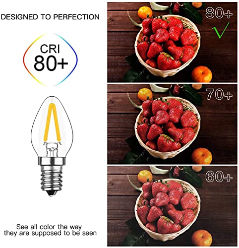 C7 Night Light Bulb, 15 Watt Enquivalent Led Candelabra Bulbs (6Pack White) | 2W E12 Night Light Bulbs, 120V Dimmable 6000K Daylight White, C7 Mini Candle Torpedo Shape for Night Light - color: White