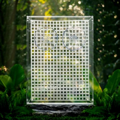 Bearded Dragon Feeder, Transparent Acrylic Reptile Feeding Box, Chameleon Bug Bowl, Wall-Mounted Insect Bowl with Suction Cups, Tank and Aquarium Accessories for Lizard Gecko Frog