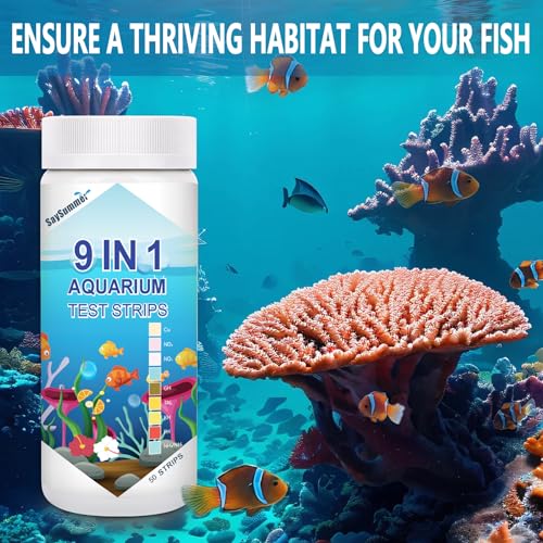 Aquarium Test Strips for Fish Tank: 9 in 1 Aquarium Ammonia Test Strips for Fish Tank - 50 Counts Aquarium Water Test Kit Testing Ammonia Nitrogen, Copper, pH and More - size: 9 in 1 - 50 Strips (ammonia included)