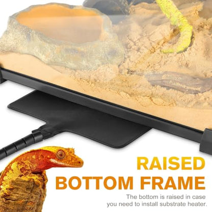 12"x12"x12" Reptile Terrarium, Escape-Proof Glass Full-View Vivarium for Tropical Invertebrates Such as Hermit Crabs, with Escape-Proof Lock & Feeding Hatch - size: 12"D X 12"W X 12"H