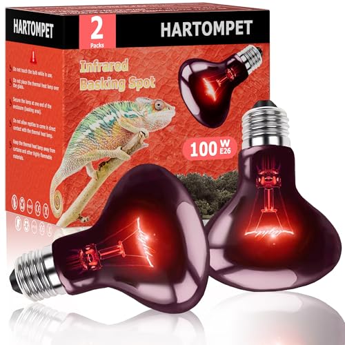 100W Reptile Infrared Red Heat Lamp, All-Day Basking Spot Bulb | Provides Consistent Day & Night Warmth for Leopard Geckos, Lizards, Chicks & Large Terrariums, E26 Base, 2-Pack - color: Infrared Heat Lamp, size: 100W Upgraded - 3.1"