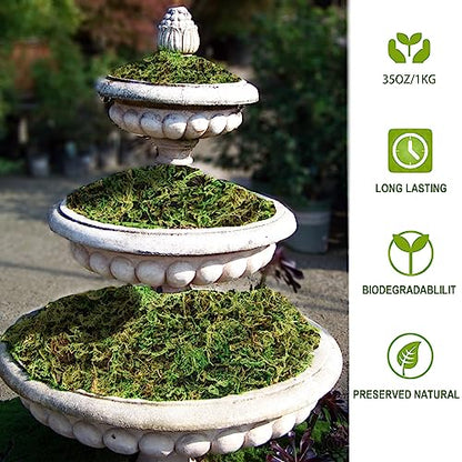 35 OZ Moss for Potted Plants Fake Moss for Fake Plants,Artificial Moss for Crafts,Faux Moss for Fake Plants Decroative Moss Artificial Green Moss