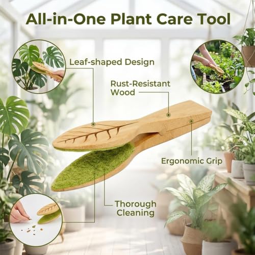 Plant Leaf Cleaning Tongs, Portable House Plant Leaf Cleaning Tongs, Household Cleaning Tools Garden Tools, Cleans Both Sides of Leaves, Dust Removal for Indoor Outdoor