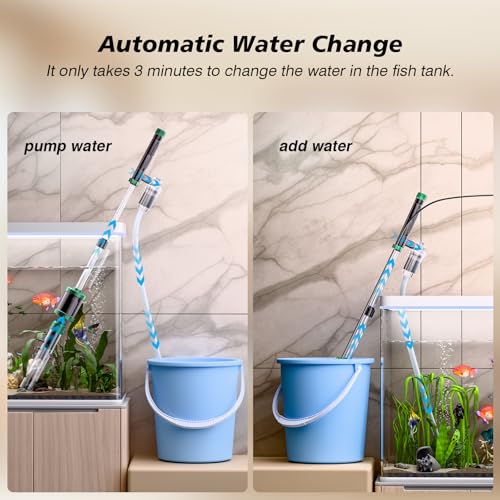 AKKEE Aquarium Vacuum Gravel Cleaner, 36W Electric Fish Tank Cleaner Vacuum, 8 in 1 Multifunctional Aquarium Cleaner for Automatic Water Change, Wash Sand, Water Circulation and Timed Off，Green