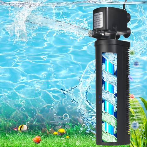 TARARIUM U-V Aquarium Filter for 80-200Gal Tank,Most Powerful in the Series | Bio Sponge+U-V Internal Filter, Green Killing, Internal Filter, Aeration, Deodorization, Saltwater Freshwater Clear, 608GPH - size: WP-690F (80-200 Gal)