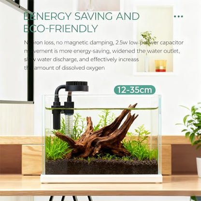 Hang On Back Aquarium Filter for 2–10 Gallon Fish Tank, Ultra Quiet Small Aquarium Filter for Home Use, Adjustable Waterfall Oxygenation, 2.5W USB Powered, Clear Compact Design