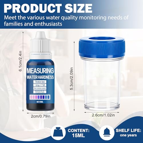 10ML Hard Water Test Kit, Rapid Quality Testing for Water | Water Hardness Test, Simple Operation Convenient to Carry of Applications for Tap water Well water Swimming Pool Spa Aquarium