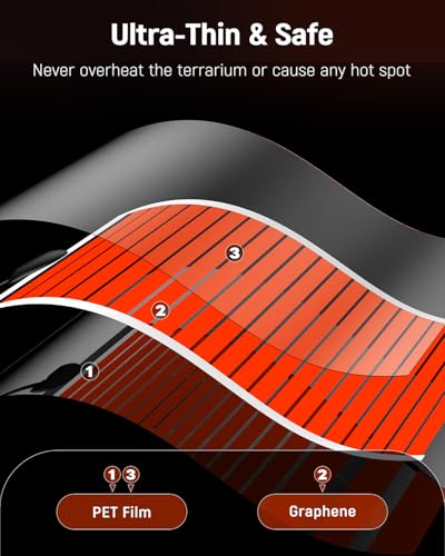 Pawfly 14 W Reptile Heat Pad with Thermostat 11 x 5.9 Inch Reptile Heating Pad Under Tank Terrarium Reptile Heat Mat for Turtles Frogs Snakes Lizards Geckos Hermit Crabs & Spiders - size: 14 W (11 x 5.9 Inch) with Controller
