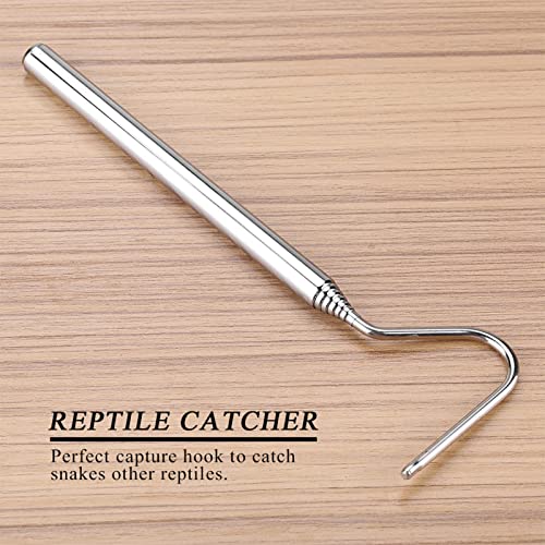AYNEFY Reptile Feeding Tools,2Pcs RTelescoping Snake Reptile Catcher Capture Hook Stainless Steel Extensible Reptile Capture Hook Reptile Hatching Supplies