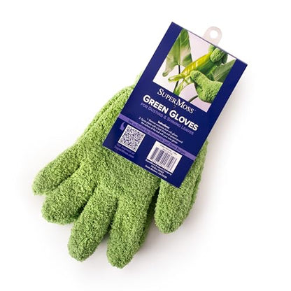SuperMoss (01710) Microfiber Dusting Gloves for Plants – Gentle Leaf Shine & Cleaner for Houseplants, Reusable Indoor Plant Care Accessories, Durable and Washable Dusting Mitts, Universal Fit, Green