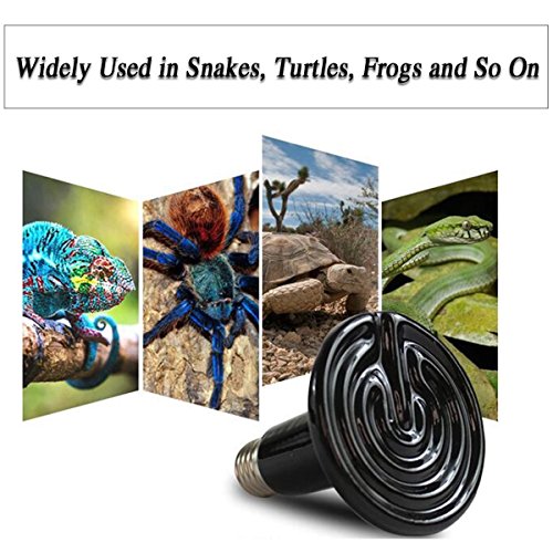 2-Pack 150W 110V Reptile Heat Lamp Ceramic Infrared Heat Emitter Bulb Pet Lamp,No Harm No Light Infrared Heat Emitter Brooder Lamp for Pet Coop Heater Reptile Chicken Turtle Heat Lighting,Black