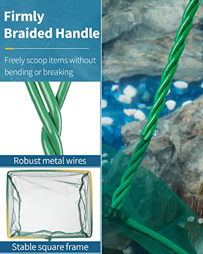 Pawfly Aquarium Fish Net with Braided Metal Handle Square Net with Soft Fine Mesh Sludge Food Residue Wastes Skimming Cleaning Net for Fish Tanks Small Koi Ponds and Pools - style: 8 Inch