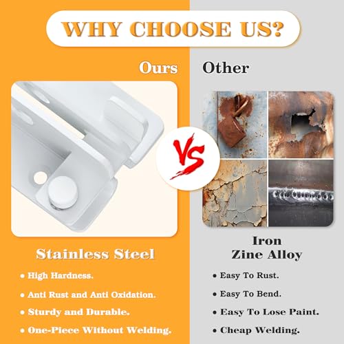 Alise Flip Latch Gate Latches Slide Bolt Latch Safety Door Lock Catch for Barn Cabinet Pet Cage Garden Bathroom Garage Window Sliding Door,Stainless Steel White Finish MS3006R-W | Stainless Steel Door Lock Latches for Wooden Fence Shed Barn Chicken Dog Ca