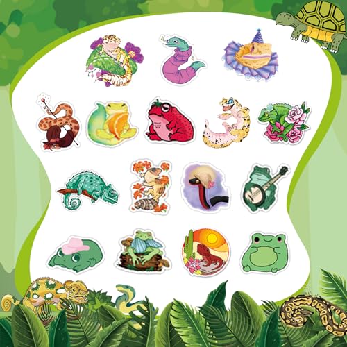 200 Pieces Reptile Stickers Frog Lizard Gecko Snake Stickers for Laptop, Guitar, Motorcycle, Bike, Skateboard, Luggage