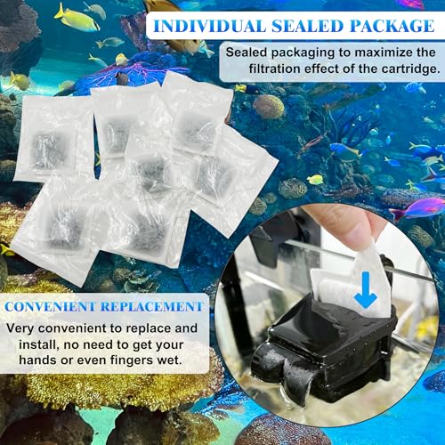 12Pcs XS Filter Cartridge for Tetra Whisper Extra Small Tanks Filter | XS Activated Carbon Refilled Filter Cartridge for Aquarium Kits Less 3 Gallons, Natural Coconut Shell Activated Carbon, White