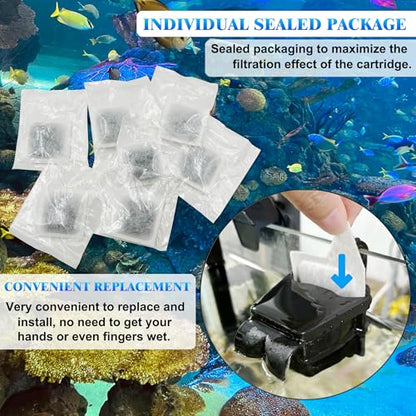 12Pcs XS Filter Cartridge for Tetra Whisper Extra Small Tanks Filter | XS Activated Carbon Refilled Filter Cartridge for Aquarium Kits Less 3 Gallons, Natural Coconut Shell Activated Carbon, White